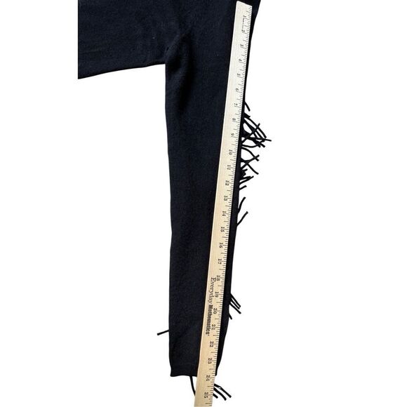 Neiman Marcus Cashmere Dress size M Black Fringe Long Sleeve Knee Length - Picture 5 of 8